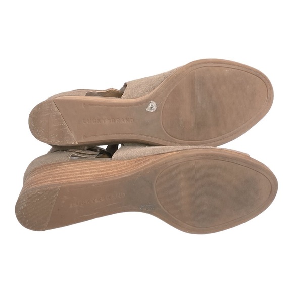 Lucky Brand Radburn Peep Toe Wedge Sandal Size 8.5 Buckles - Picture 7 of 11
